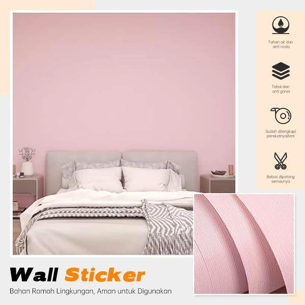 Wallpaper Dinding Sticker Motif Polos Pink 45cm x 100cm Wallsticker Dinding Tembok Motif Polos Pink 