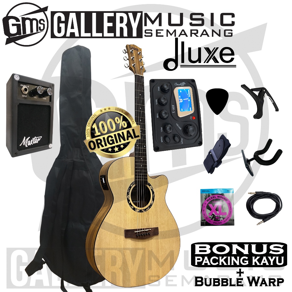 KHUSUS COD Gitar Akustik Elektrik Dluxe DF-100 / DF 110 Gitar Dluxe Original