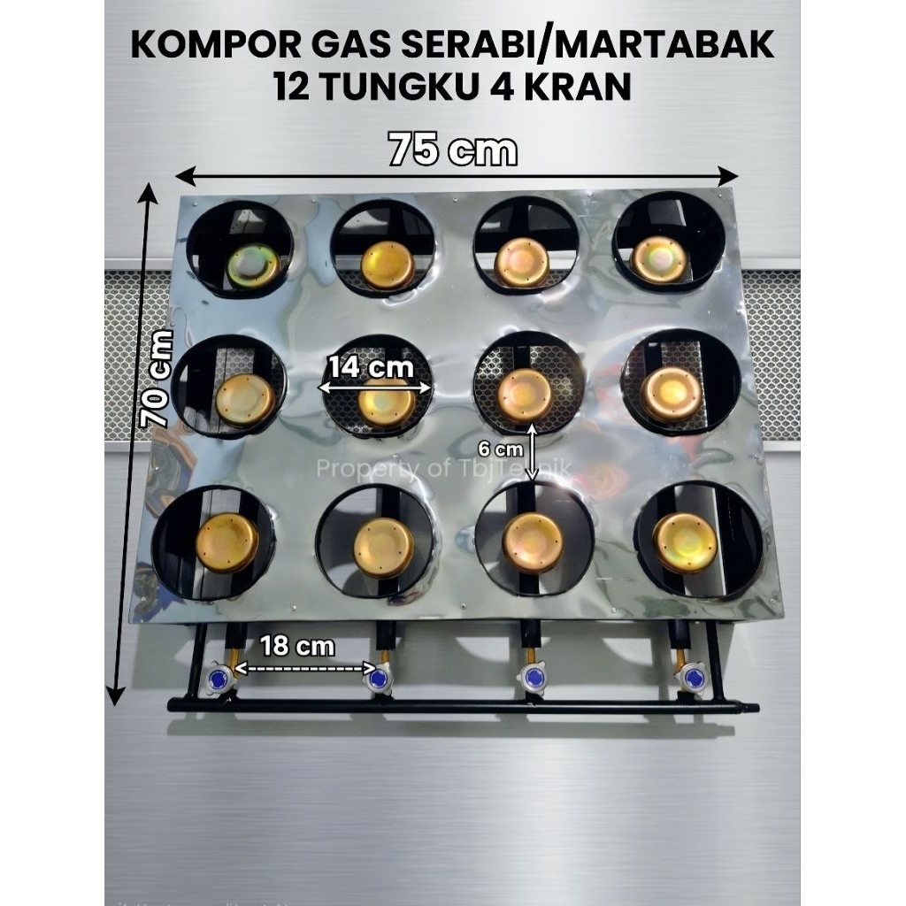 Kompor gas serabi/ kompor gas martabak 12 tungku 4 kran