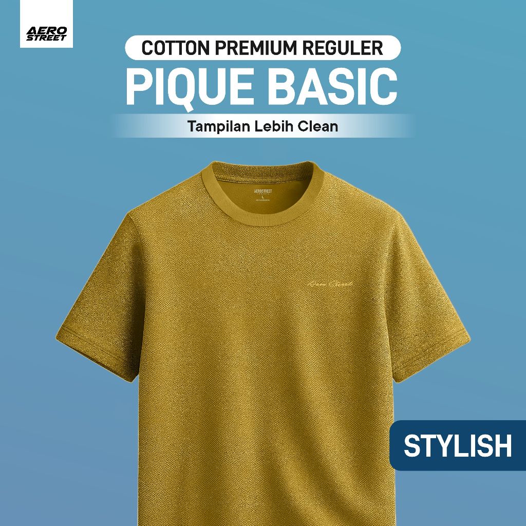 Aerostreet Kenzy Kaos Unisex Mustard T-shirt Pria Wanita Casual Cotton Halus Basic Minimalis Halus A