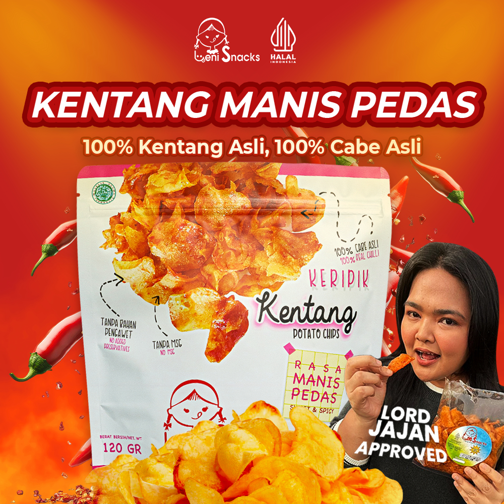 Leni Snacks New Packaging - Keripik Kentang Manis Pedas