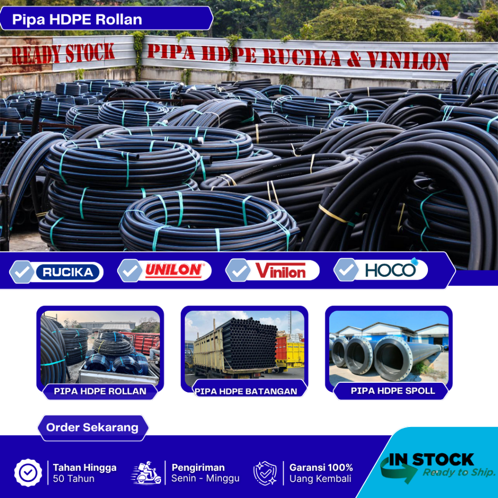 Selang Air Pipa Hdpe Uk 63mm 2'' Inch PN16 SDR11 | Pipa Hdpe Merek Rucika