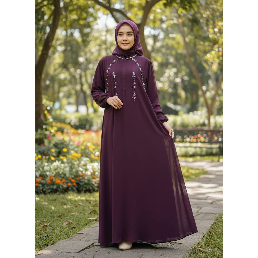 AYESHA DRESS GAMIS KEKINIAN MEWAH ELEGAN BUSUI FRIENDLY BAHAN CERUTY BABYDOLL MIX PAYET