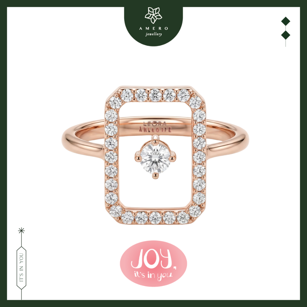 Cincin Emas Rose Gold 17K Leora LR-32 Amero Jewellery