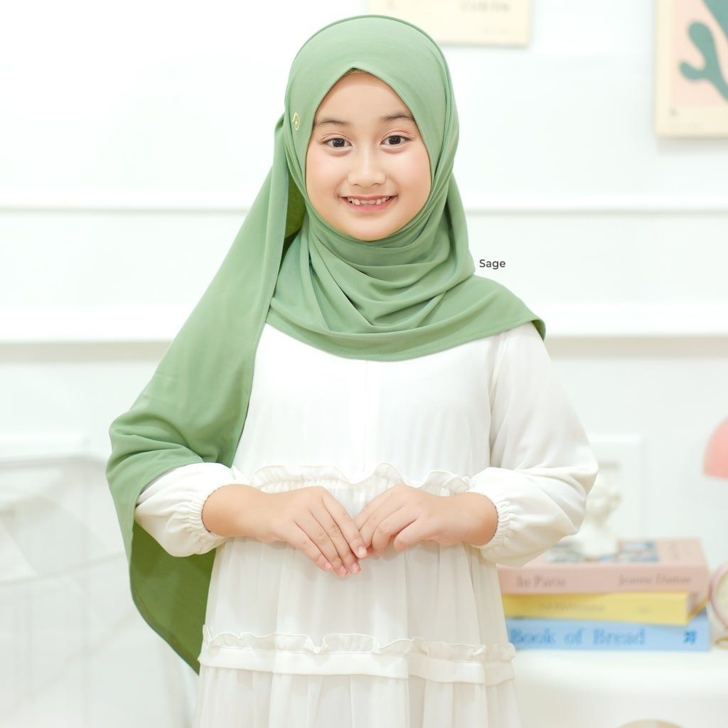 Bergo Noya Kids ORI by Daffi Hijab || Jilbab Anak Desain Split Model Instan Langsung Slup Tanpa Peni