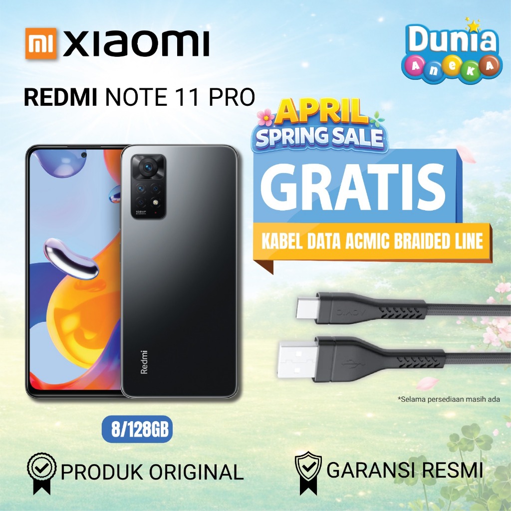 HP Xiaomi Redmi Note 11 Pro RAM 8GB/ROM 128GB - Layar 6.67" - Baterai 5000mAh - BONUS Kabel Data ACM