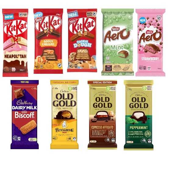 Kitkat Old Gold Aero Cadbury Rhum Mint Biscoff Caramel Neapolitan Cookie Dough Coklat Glico Pocky Co