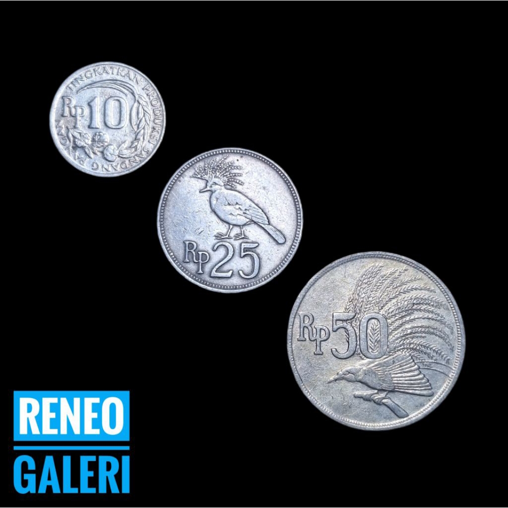 VF cuci Paket Pecahan Lengkap Koin Tahun 1971 Uang Kuno Indonesia set asli 10 25 50