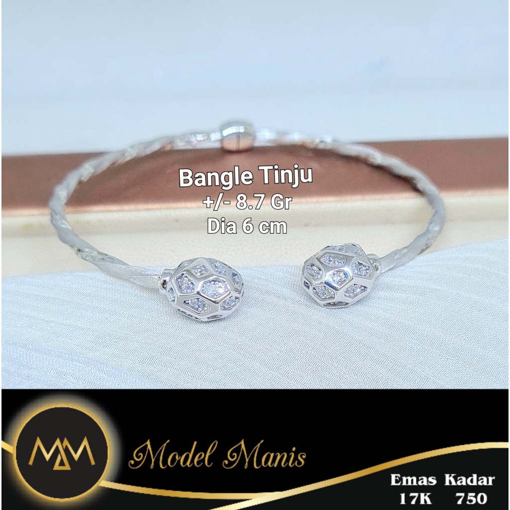 Model Manis Gold - Gelang Tinju Ulir Putih - Emas 17k  750