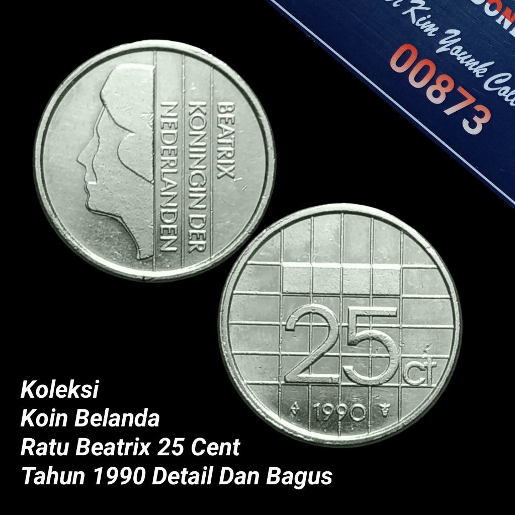 UKA090Coin 25 Cent (BELANDA) Ratu Beatrix Thn 1990 Detail Bagus