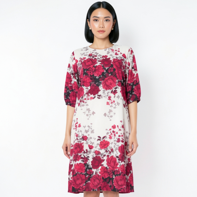 Eprise Dress Lengan Pendek - AP1520B RED | Dress Terusan Wanita Casual