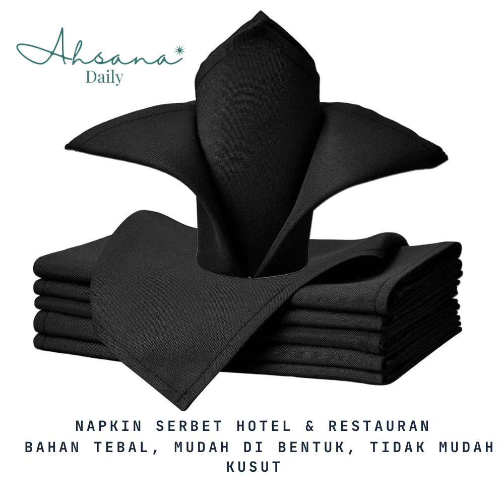 Folding Napkin Katun - Napkin Hotel Resto Fine Dining -  Ukuran 50x50 & 35x35