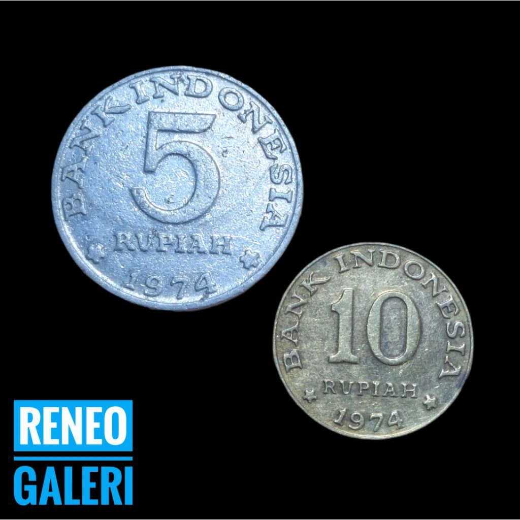 VF Paket 2 Variasi Koin Tahun 1974 set Uang kuno logam Rp Indonesia asli original