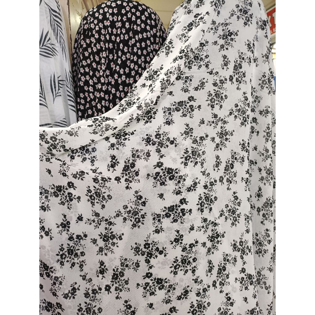 Kain Siffon ceruty Motif bunga kecil - Kain Baby doll Premium - Kain Meteran Murah Sifon - ck | Harg