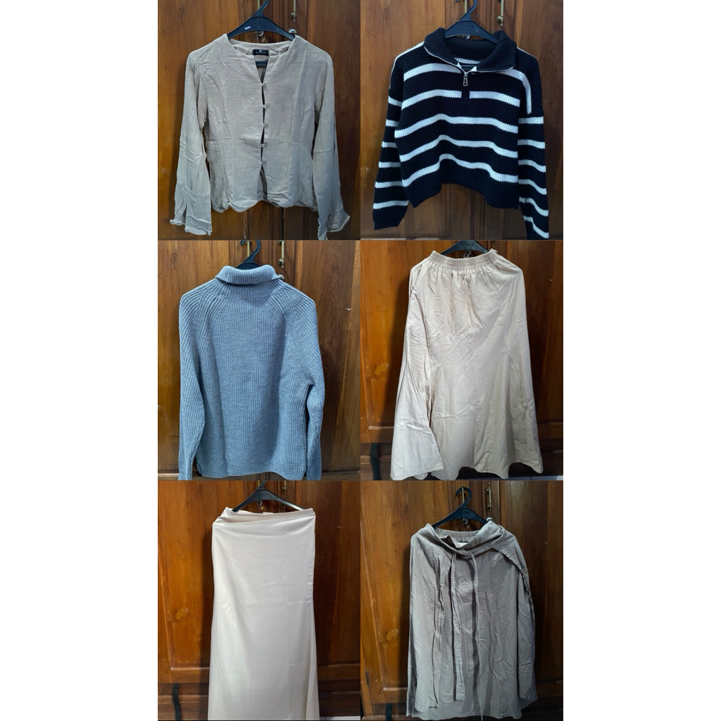 ATASAN RAJUT DAN BAWAHAN LINEN