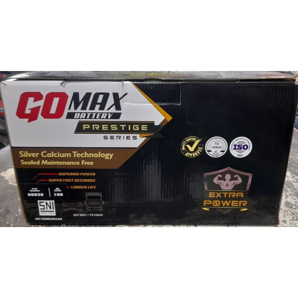 Aki Mobil Type DIN 100/60038 Aki Kering/MF merk GO MAX BATTERY untuk Mercedes Benz E Class, C Class,