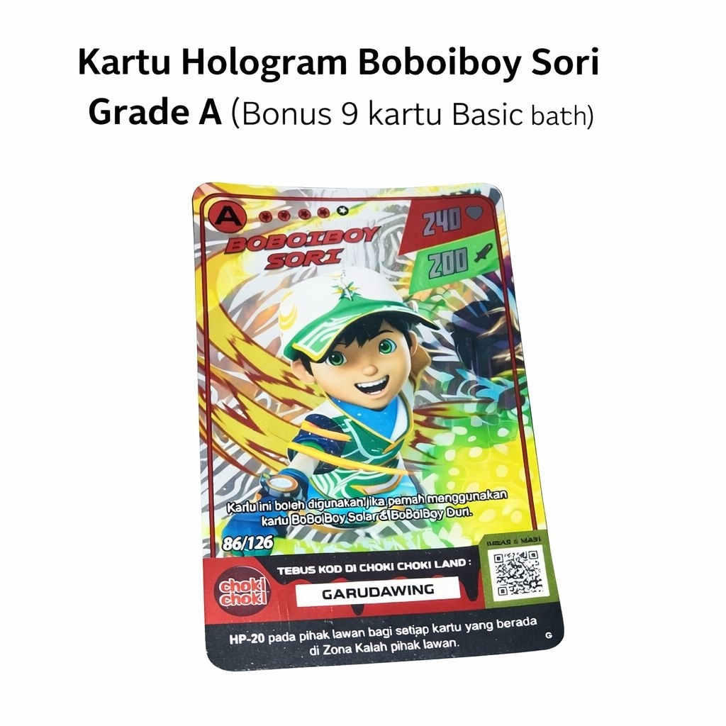 Kartu Hologram Boboiboy Sori Grade A (bonus 9 kartu basic batch 2)
