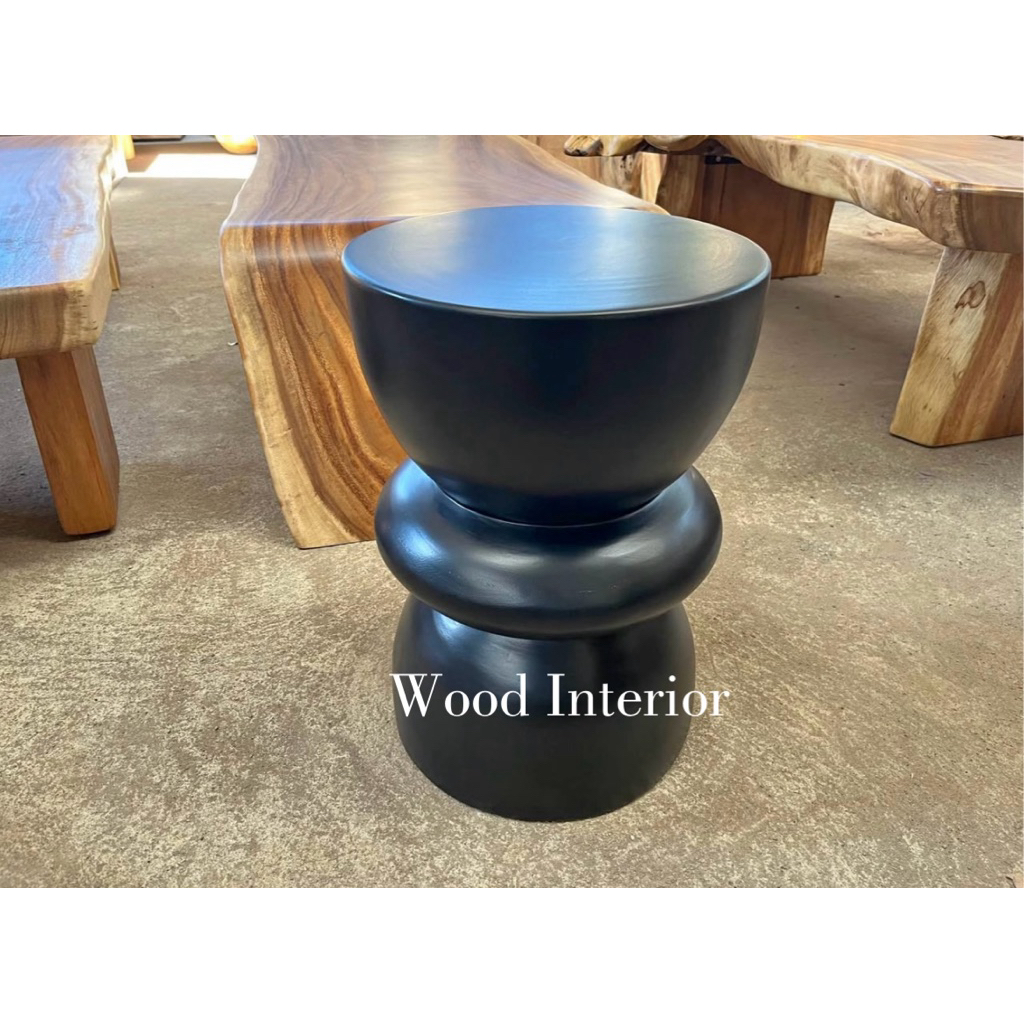 stool bubut kayu trembesi | meja kopi bulat unik | Ready Stock