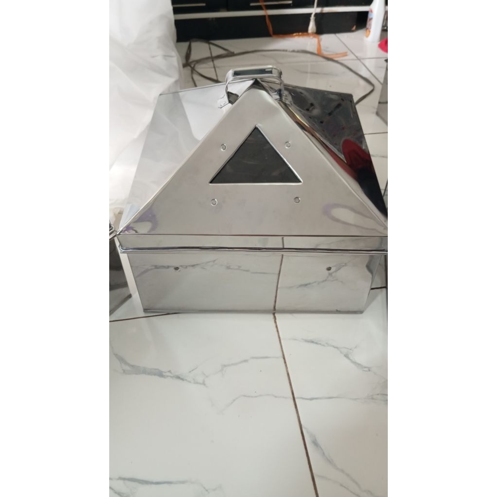 Panci Kukusan Stainless Steel Klakat Kotak 35x35 - Desain Kotak, Saringan Besar, Tutup Kerucut Prism