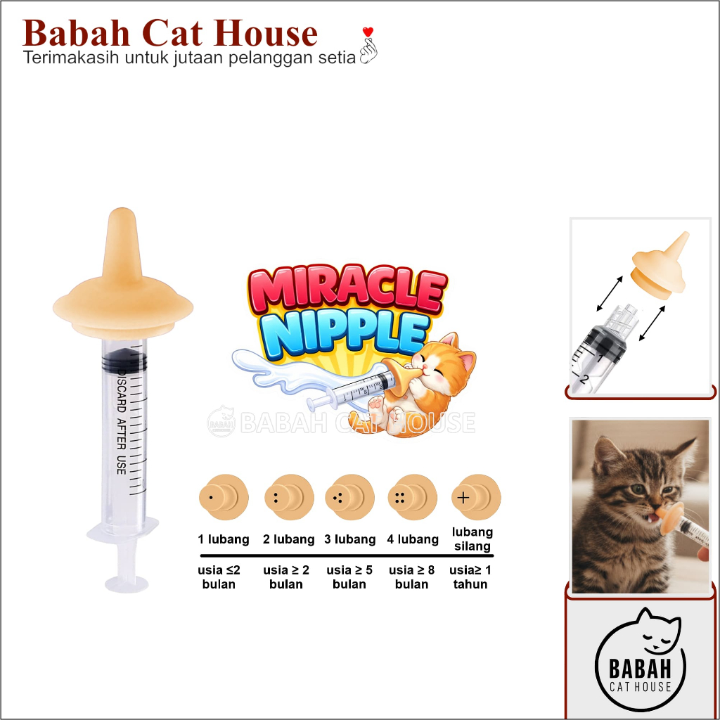 MIRACLE NIPPLE SIZE L Pentil Dot Susu Spet Anak Bayi Anjing Kecil Mini Niple Nipel Untuk Kucing Anak