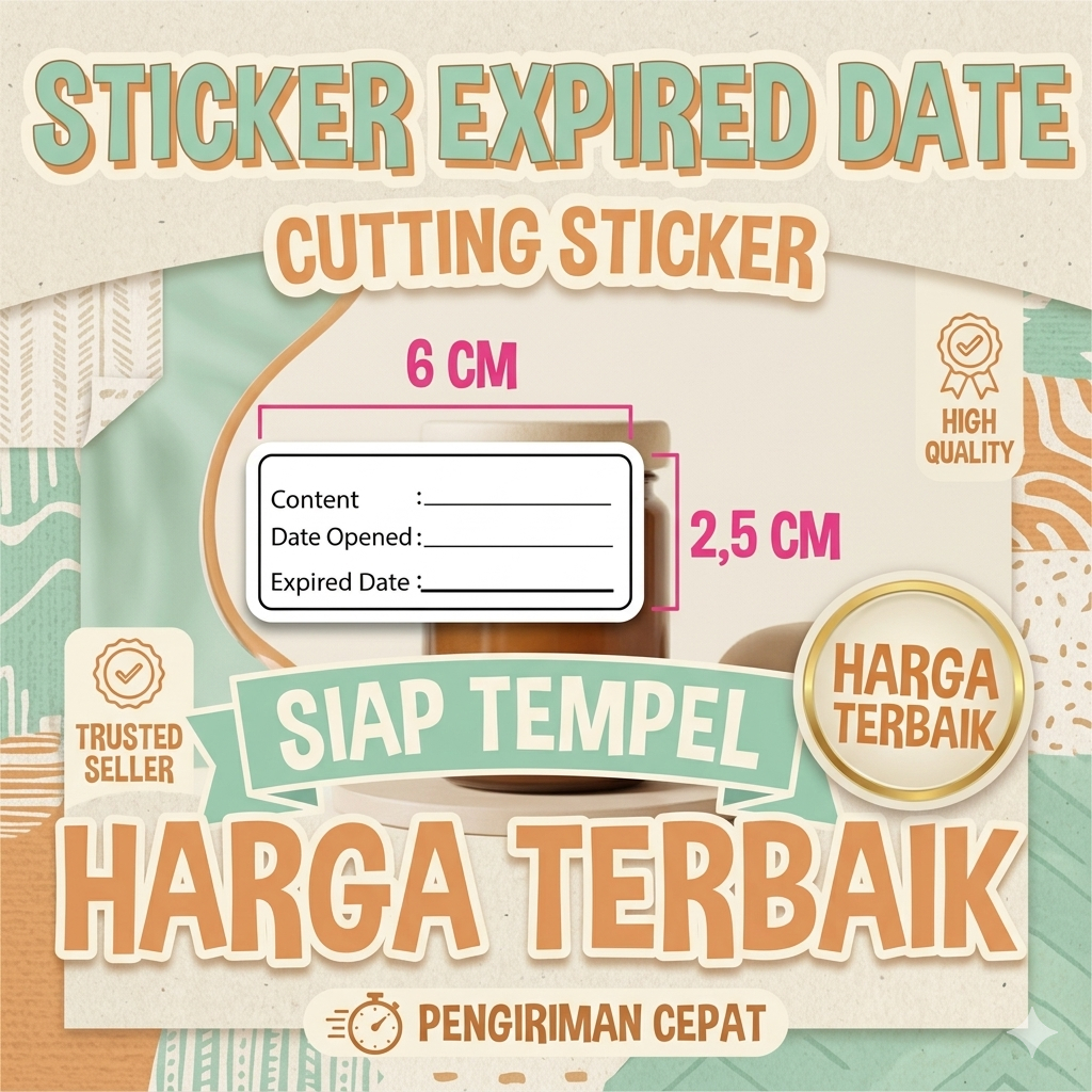 Label Sticker Expired Date - Expire Date, Online Shop, Merek, Nama Toko