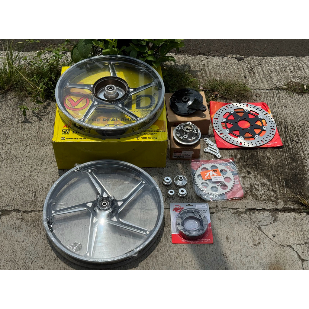 velg velk velek VND AK55 PNP suzuki satria 2tak hiu lumba tromol ukuran 140 160 set napgir gir tromo