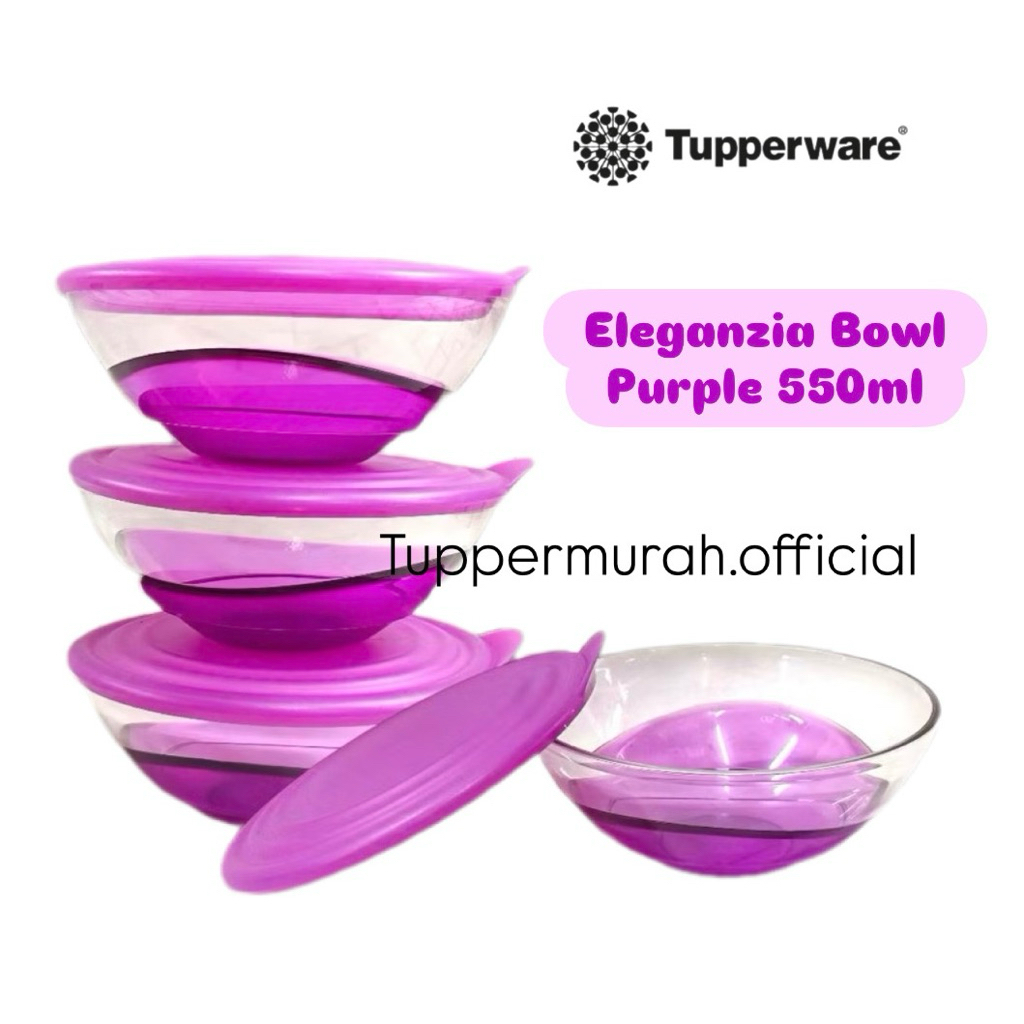 Tupperware Eleganzia Bowl Purple ungu 600ml (1pc)