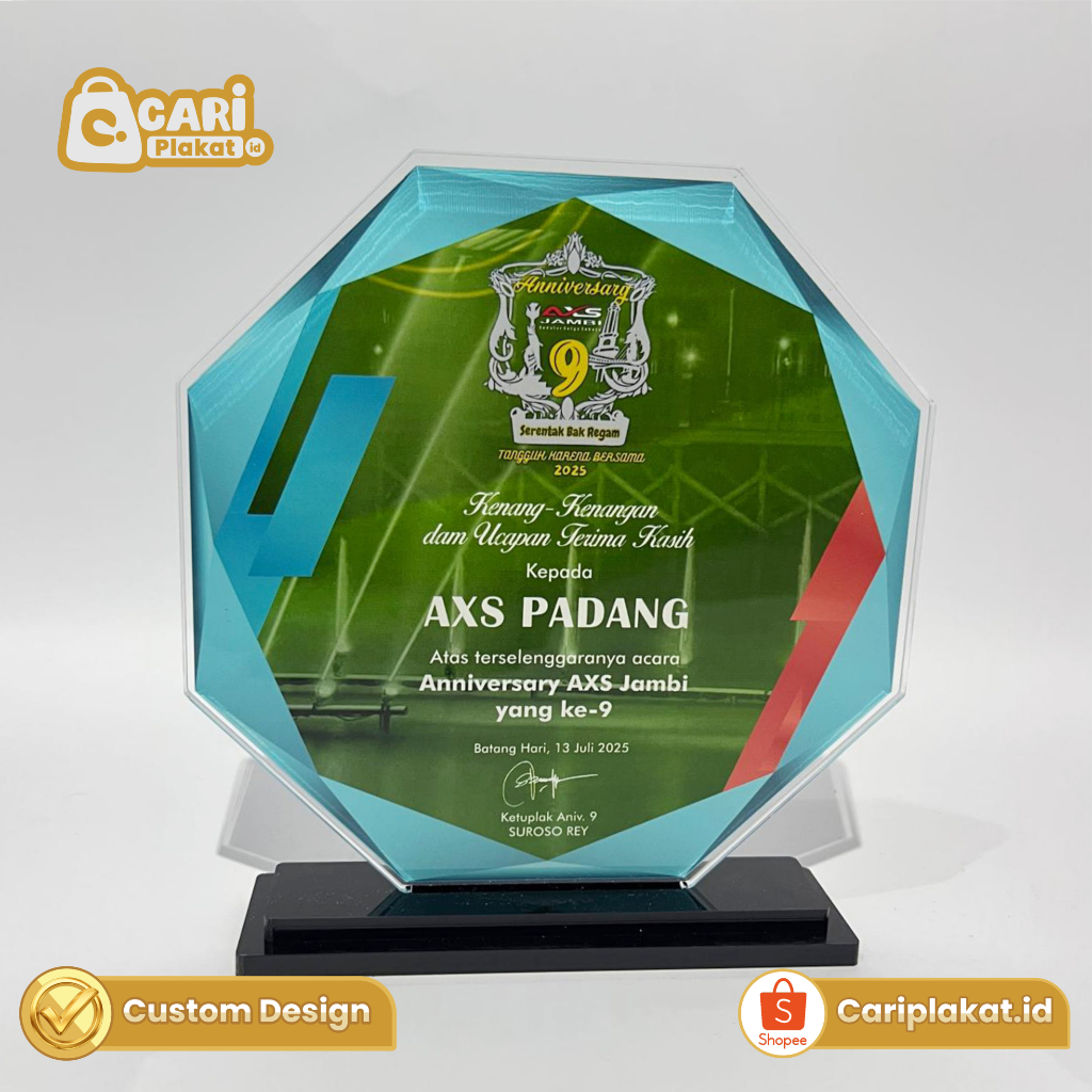 Plakat Akrilik  5mm / Plakat Penghargaan