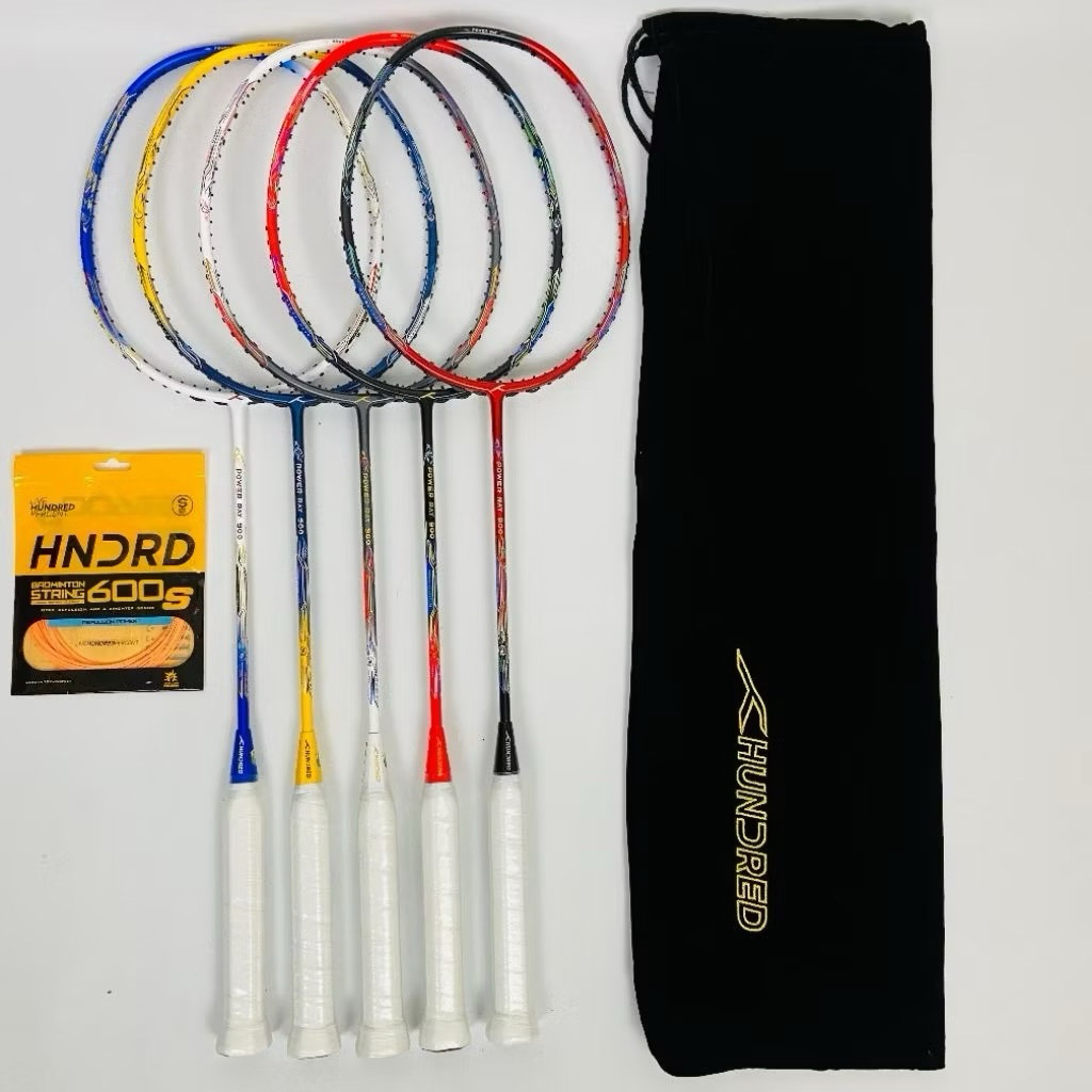 Raket Badminton Hundred Power Ray 900 Original Carbon Fiber Ringan Head Heavy 79 Gram Fleksibel 32lb