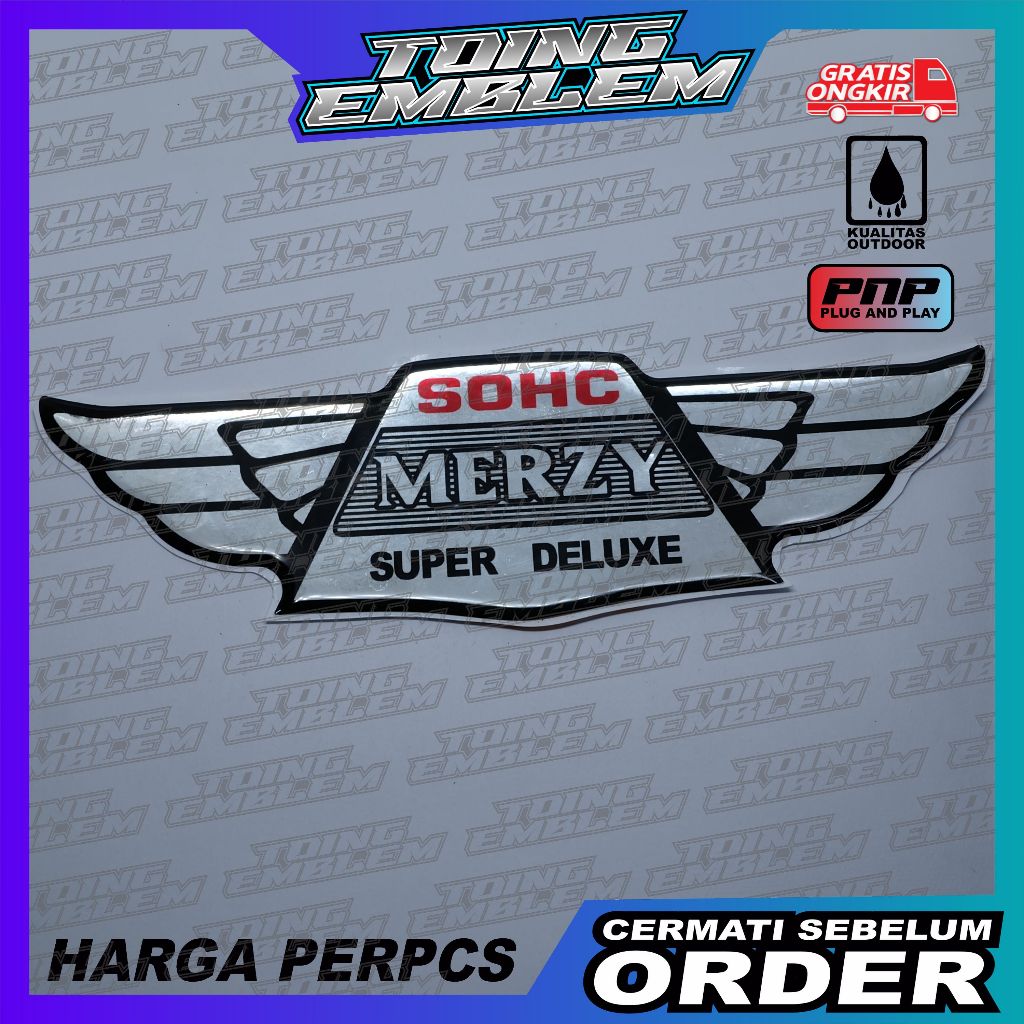 Emblem timbul kawasaki binter merzy(UKURAN 17,5 X5CM) / emblem sayap binter merzy / emblem box aki b
