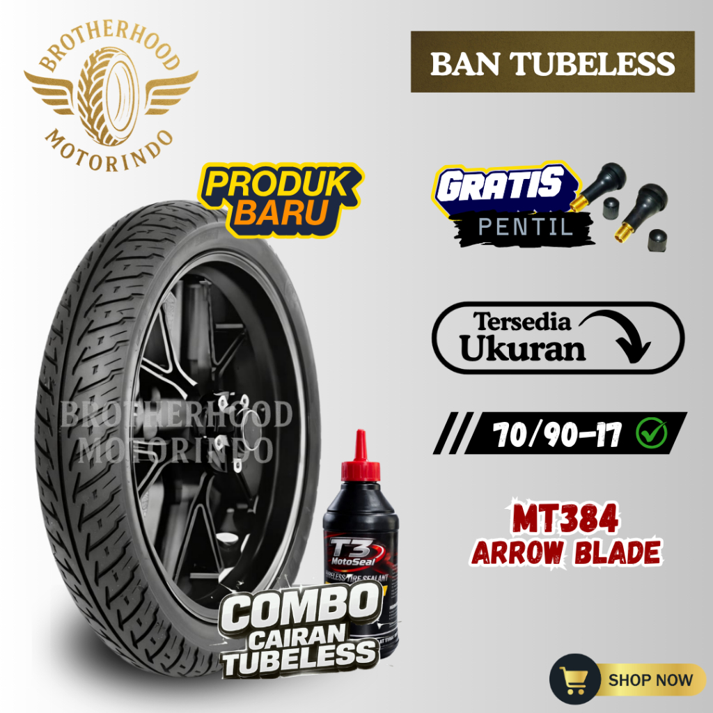 BAN ASCENDO MT384 ARROW BLADE RING 17 TUBLES ( 70/90-17 ) BAN MOTOR TUBLES / BAN RING 17 / RING 17 /