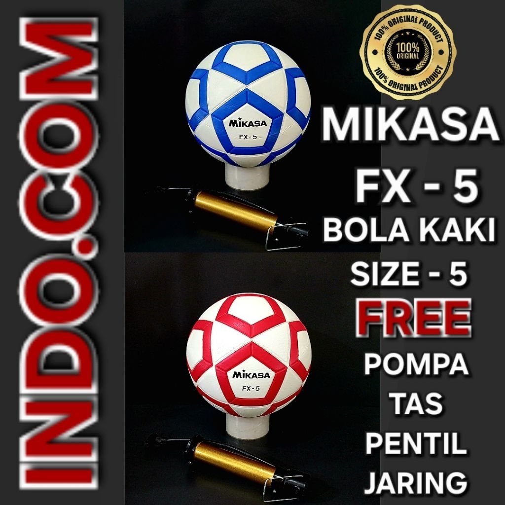 Bola Kaki Mikasa FX 5 Size 5 100% ORIGINAL Free Pompa Tas Klep Jaring