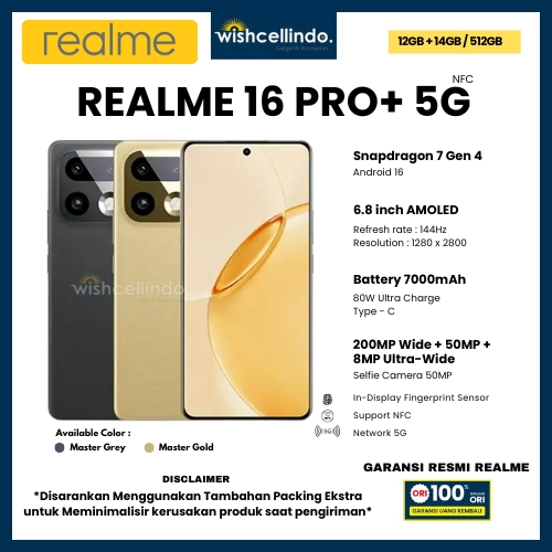 HP REALME 16 PRO+ 5G 12/512GB, 16 PRO 5G 12/256GB, 15 PRO 5G 12/512GB & 15 PRO 5G 12/256GB (BNIB)