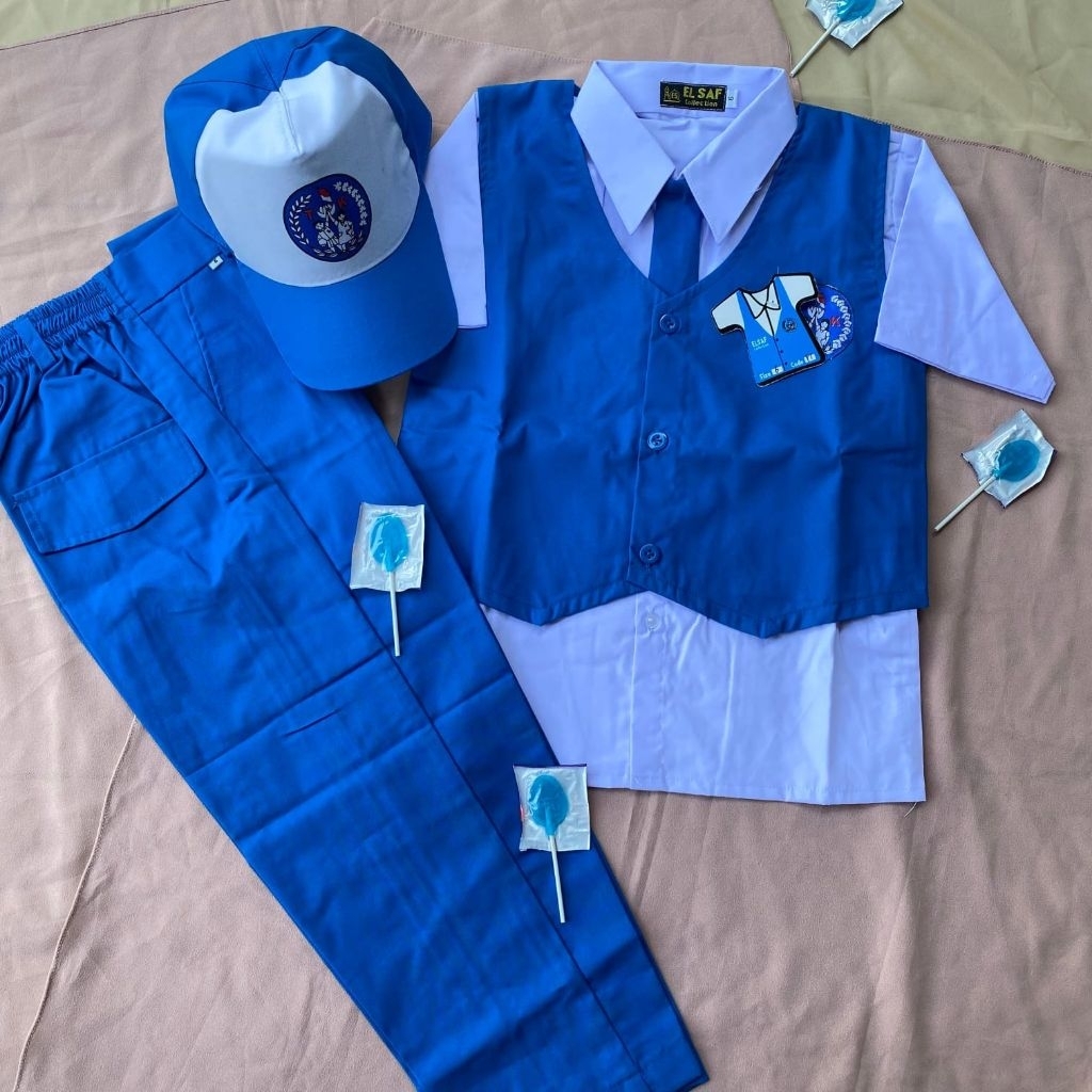 Seragam TK Nasional seragam biru putih pendek panjang seragam sekolah seragam tk paket lengkap