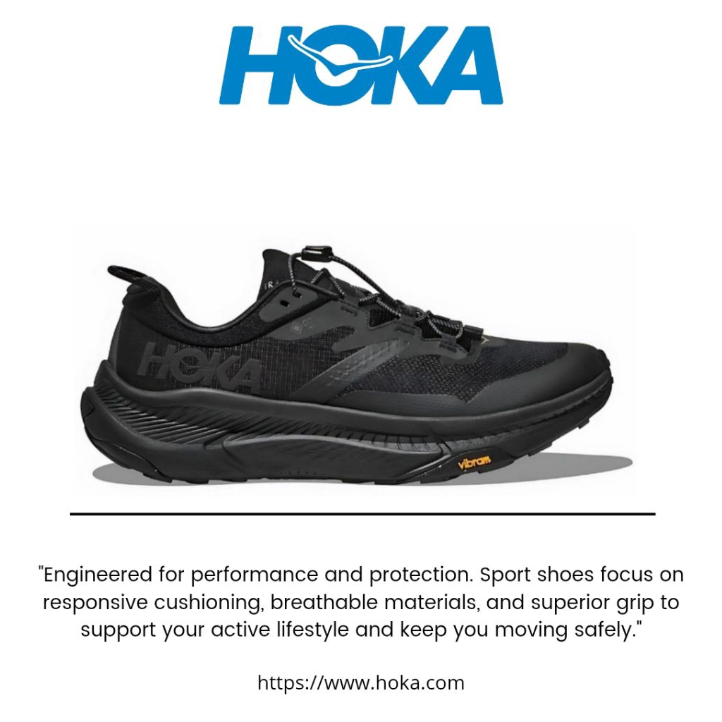 Sepatu HOKA ONE ONE Transport Black Trail Running Shoes