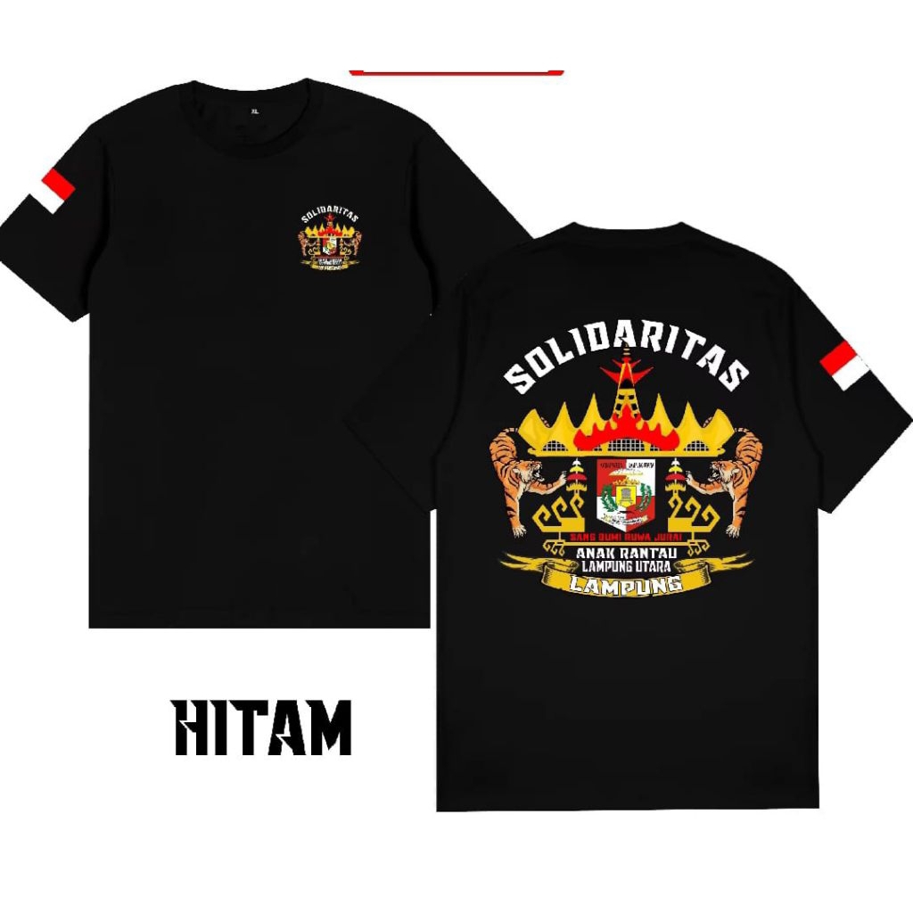 KAOS SOLIDARITAS ANAK RANTAU LAMPUNG UTARA MOTIF SILUET RUMAH ADAT KUNING MACAN KEMBAR