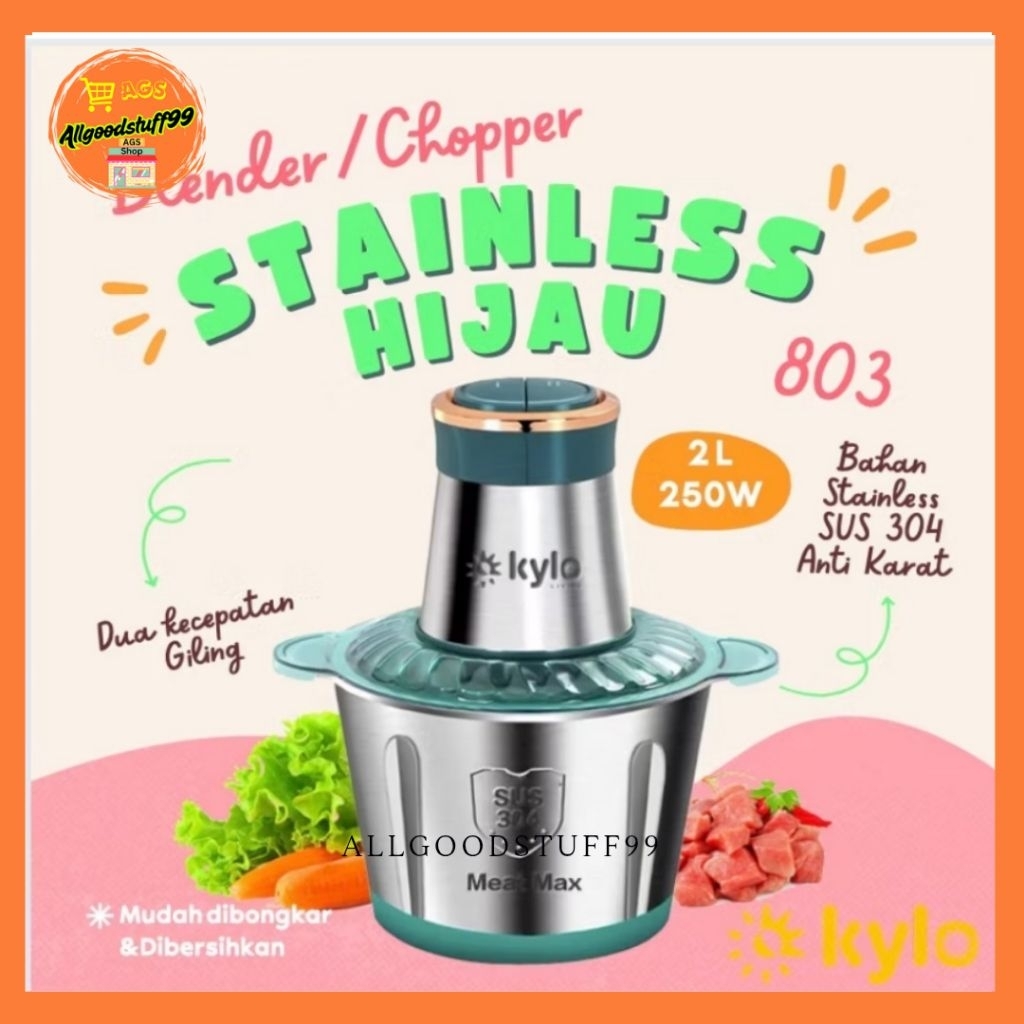 Penggiling Daging Food Grade Listrik 2 Kecepatan KYLO  STAINLESS MEAT GRINDER Blender Menghaluskan D