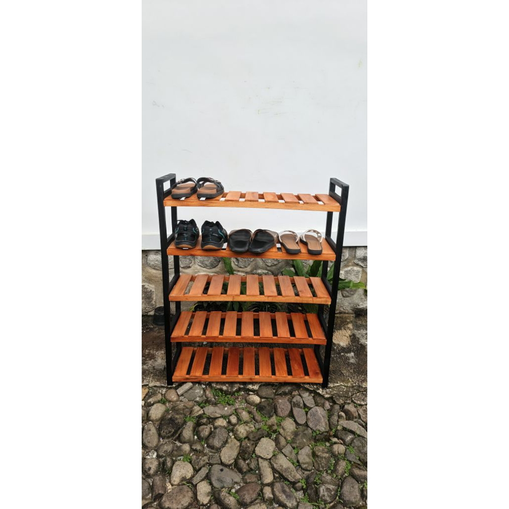 RAK SUSUN 5 TINGKAT RAK SEPATU RAK SANDAL RAK SERBAGUNA P 60cm L 25cm T100cm