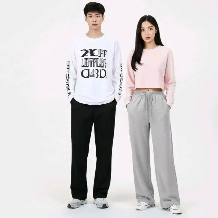 Celana Panjang Highwaist Loose Pants Kulot Panjang Pria Wanita Style Korea