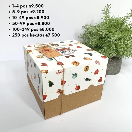 Box 18x18 Cm Dus Packaging Toples Kue Cookies Hadiah Hampers Natal Jar Duplex Box Kotak Packaging Ha