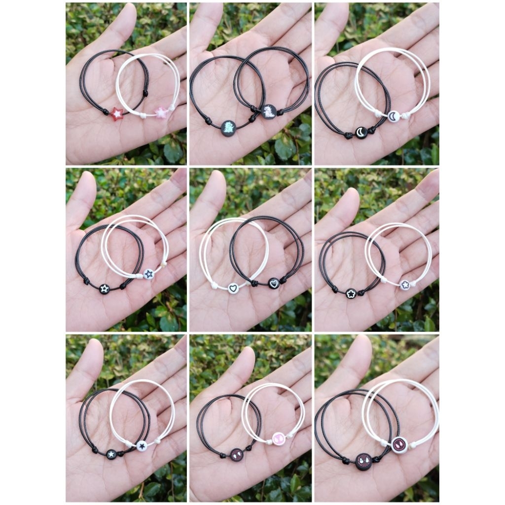 2pcs gelang couple tali korea 1mm, gelang persahabatan, gelang bestie