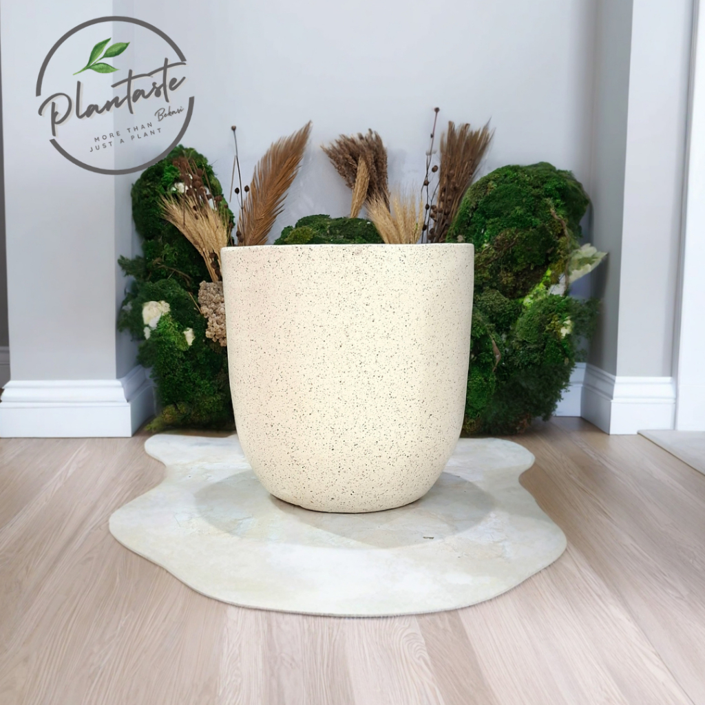 Pot Kapsy Big Size Pottery Cream Series | Pot Gerabah Tanah Liat Ukuran Jumbo Motif Terazzo Krem | P