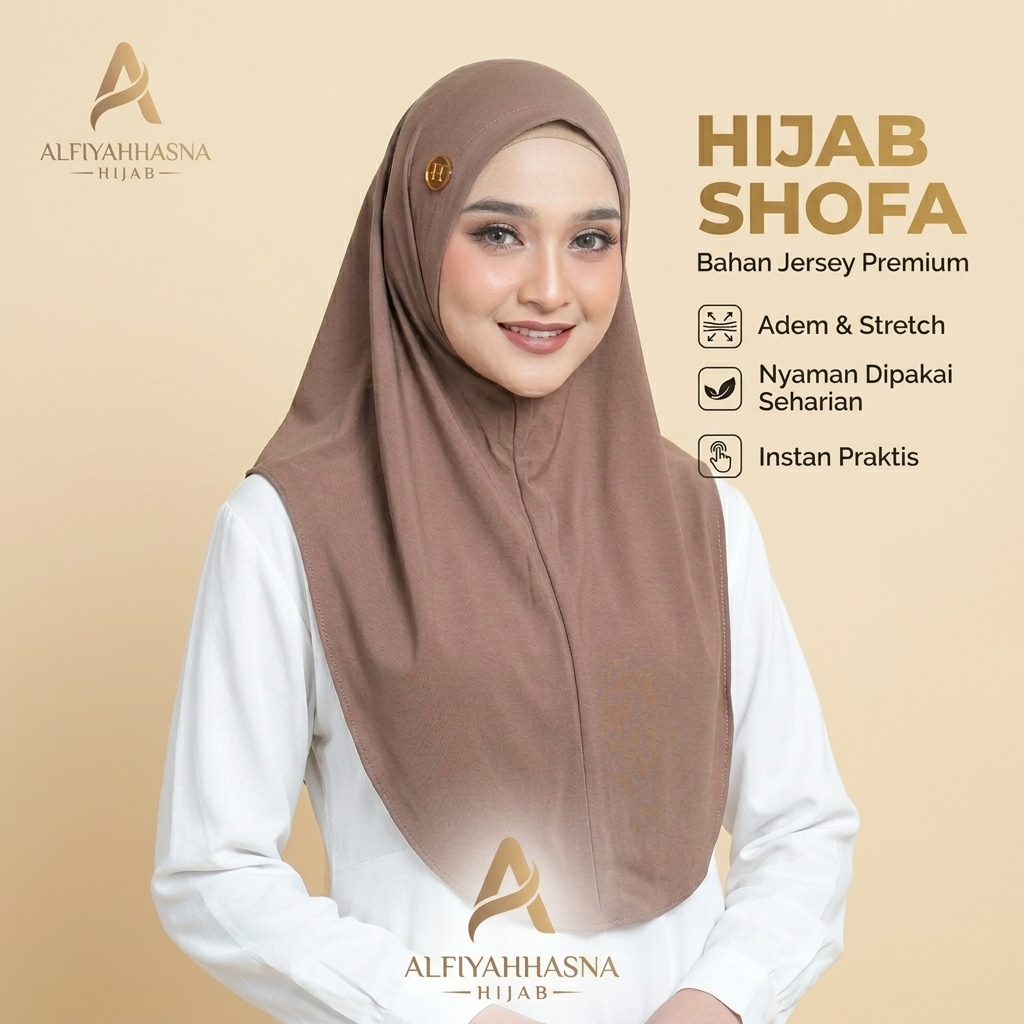 Bergo Daily Shofa Oval Size M / Hijab Daily Non Pet / Jilbab Daily Instan Jersey Premium