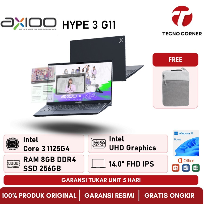 NEW Axioo Hype 3 G11Intel Core  I3 1125G4 8GB/256GB 14.0FHD IPS