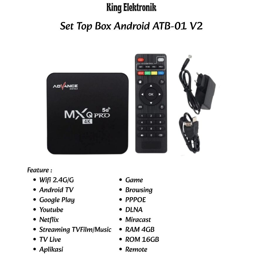 Android TV Box Advance ATB-01 Digital Online TV Box 5G 2G+16G 4K Internet Smart TV