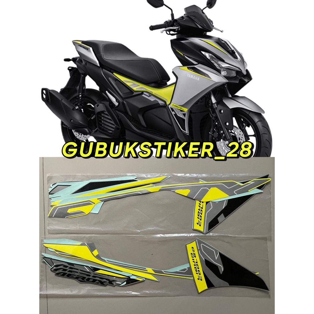 ORIGINAL STRIPING STIKER LIS BODY MOTOR YAMAHA AEROX 155 CONNECTED 2025 KUNING SILVER