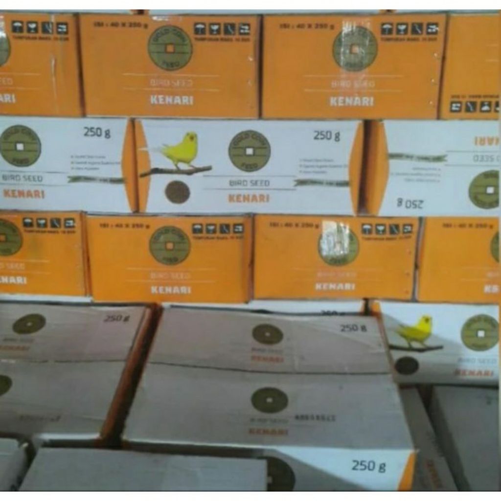 1 dus (isi 40) GoldCoin Kenari 250gr pakan burung kenari Gold coin