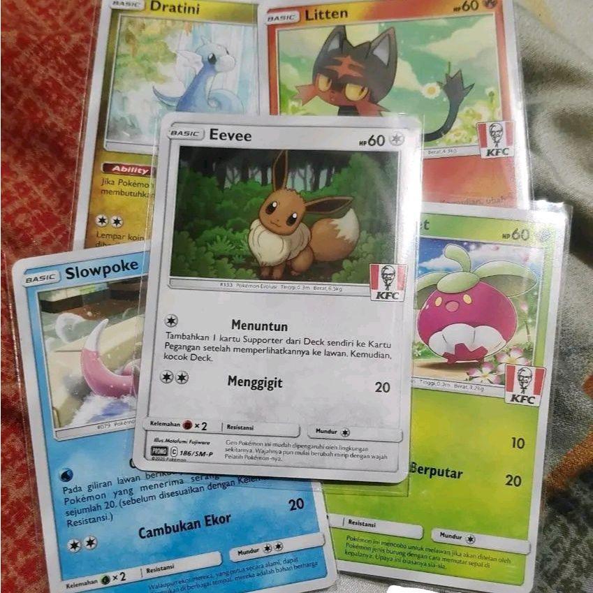 Pokemon Promo KFC 1 Set Eevee Kartu Pokemon Edisi KFC dengan Eevee dan Karakter Lainnya