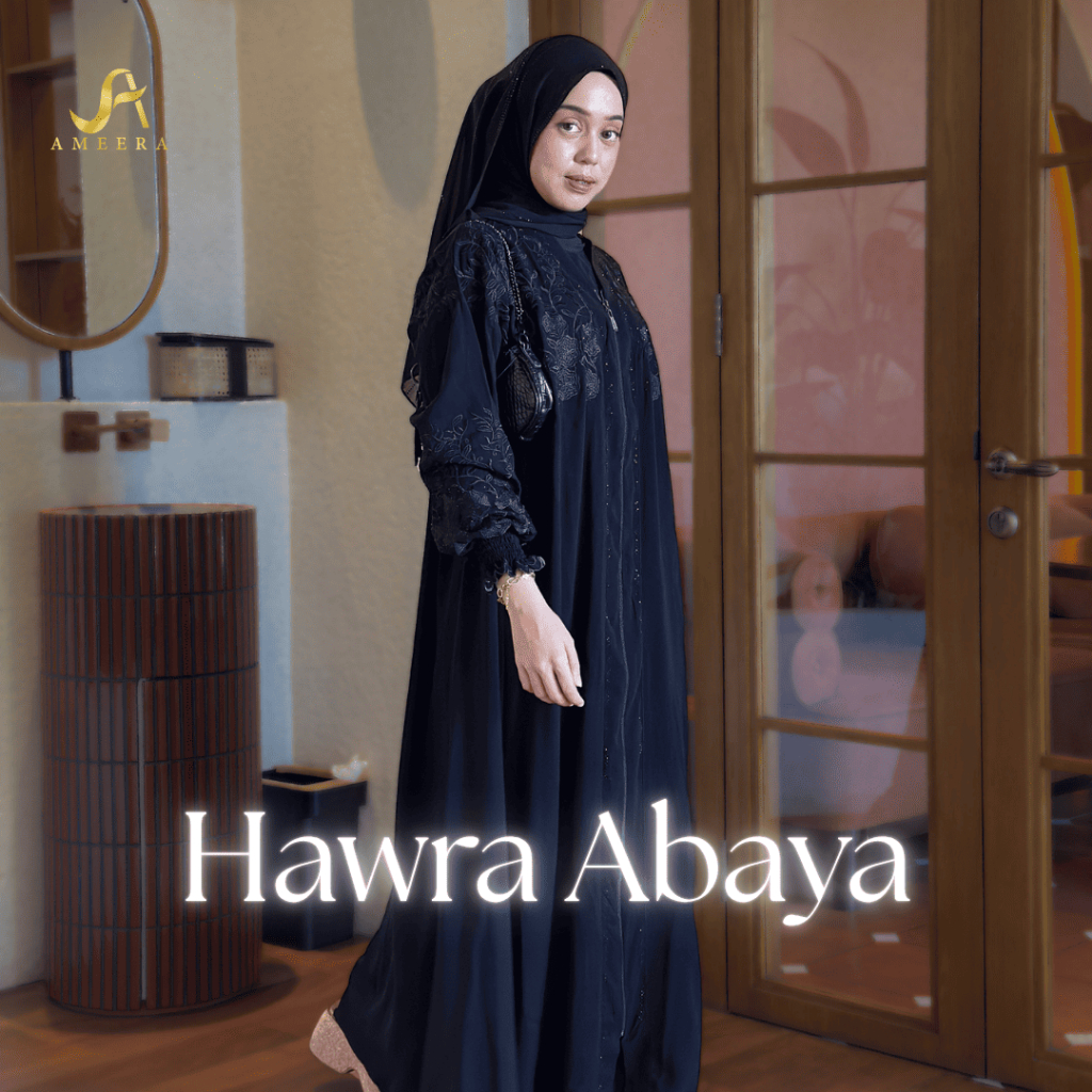 [ORI I BISA COD] Hawra Embroidary Black Rhinestone Abaya
