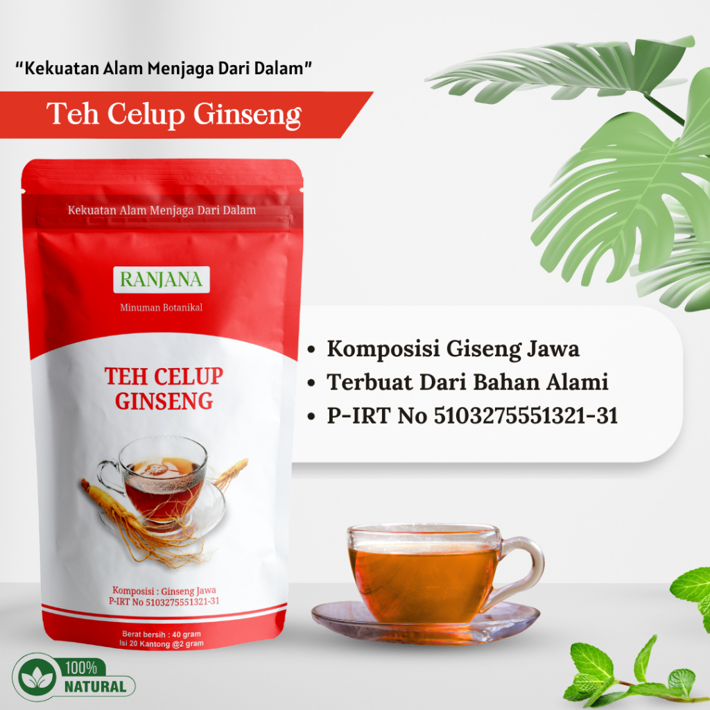 Ranjana Herbal Teh Ginseng 100% Asli Untuk Stamina Pria Dewasa